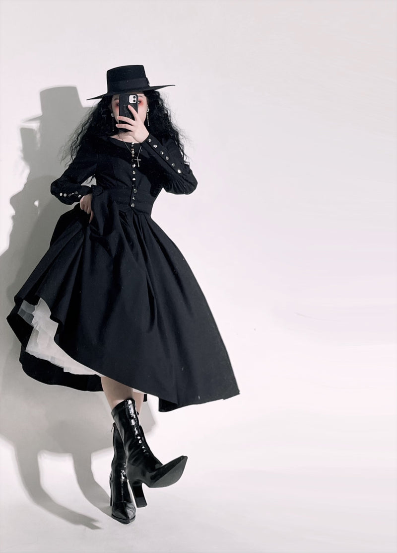 Gothic dress of jet-black young lady