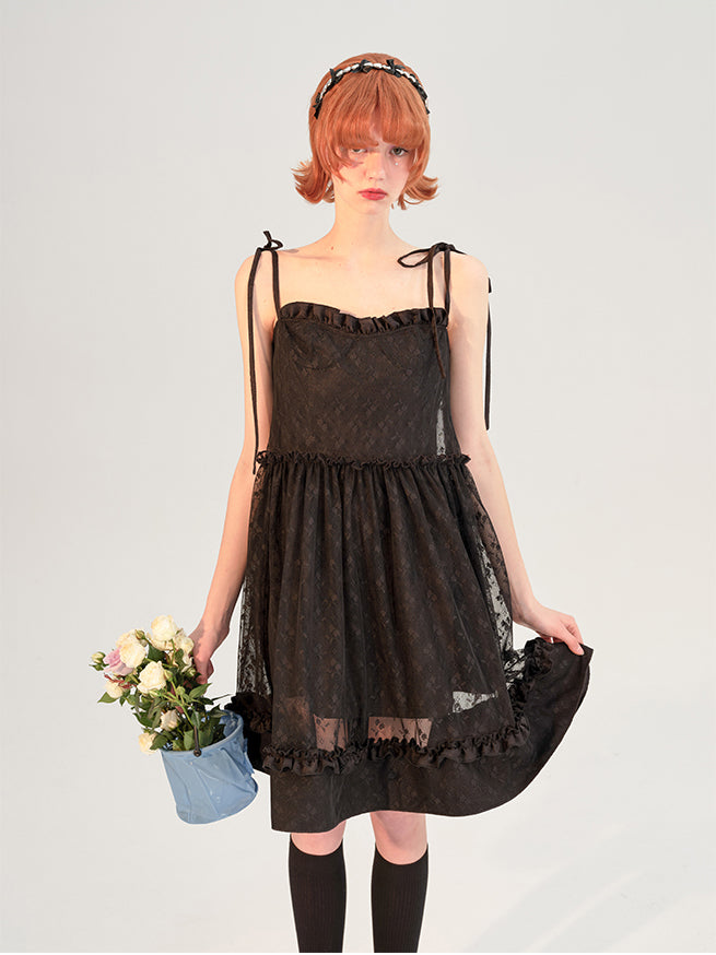Lady's floral mesh camisole dress