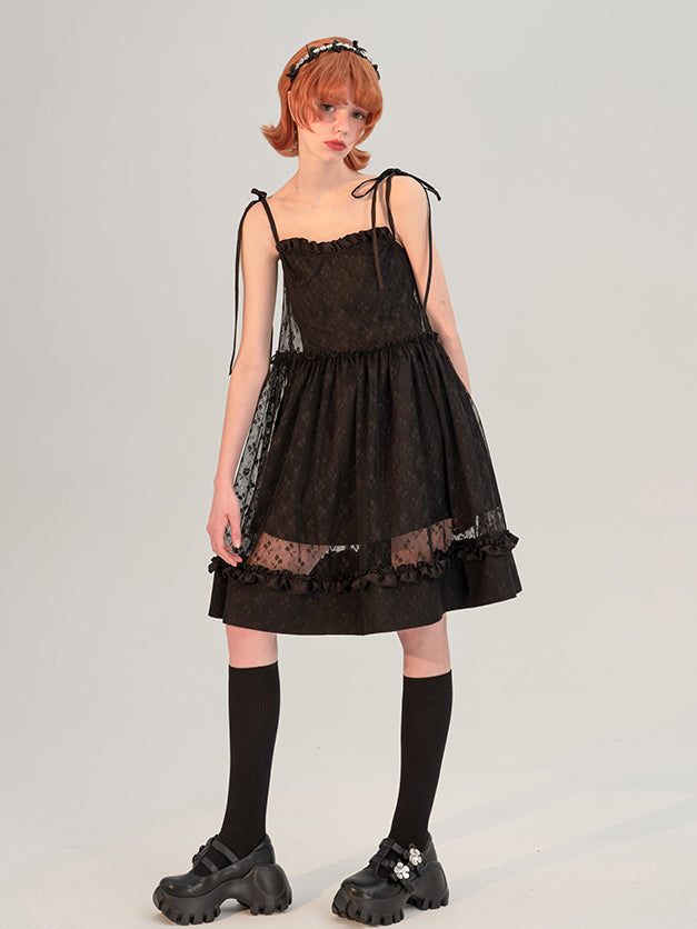 Lady's floral mesh camisole dress