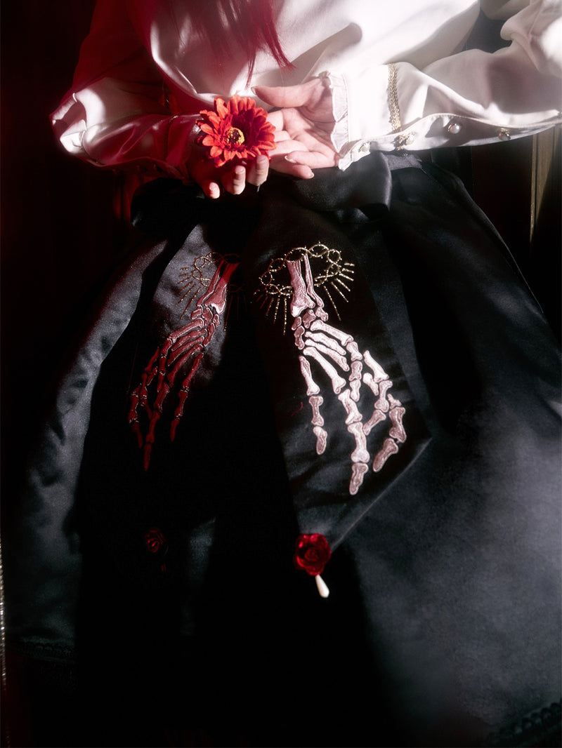 肋骨と薔薇刺繍のコルセットスカート[2023年6月上旬-6月下旬発送予定]