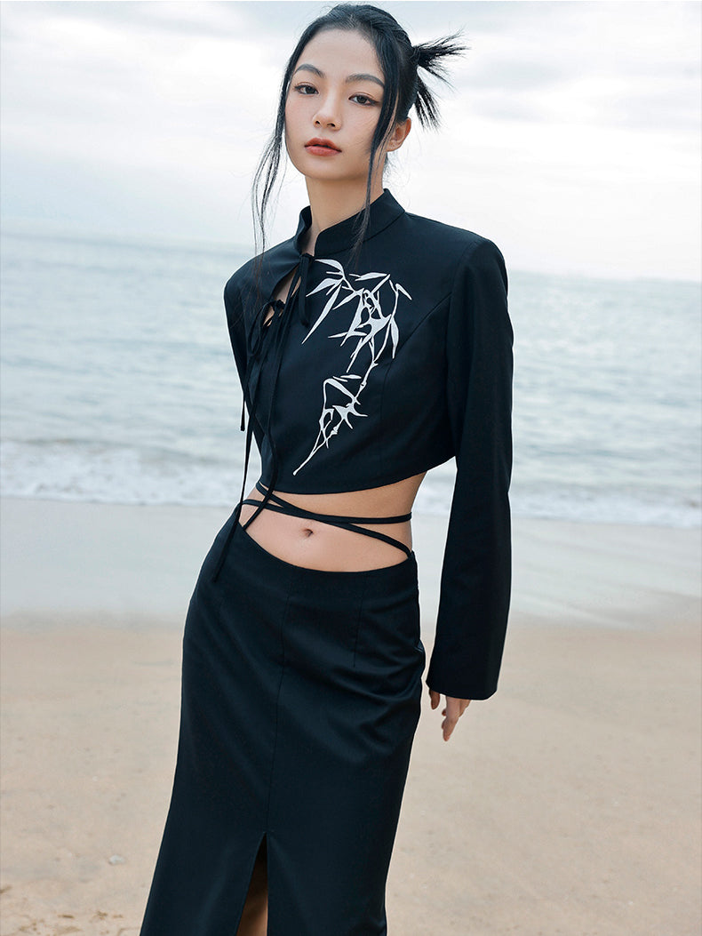 Moonlight bamboo grove China short jacket