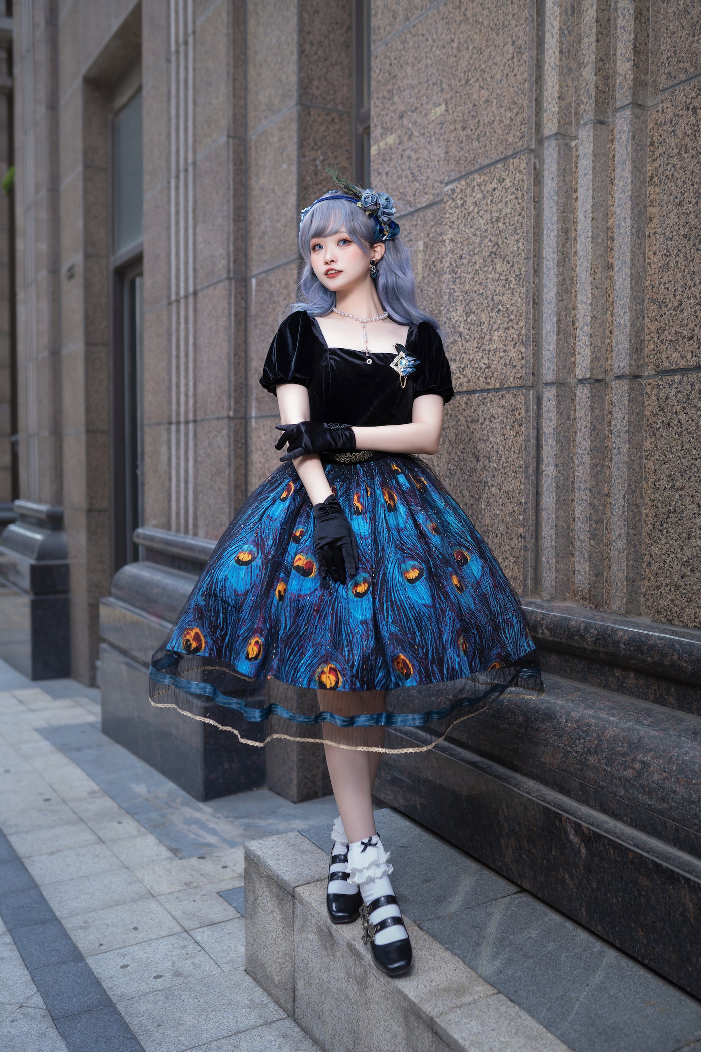 希少カラー90s◎PLEATS PLEASE ロングワンピース 孔雀の羽柄 美品 希少カラー90s◎PLEATS PLEASE ロングワンピース 孔雀の羽柄 美品