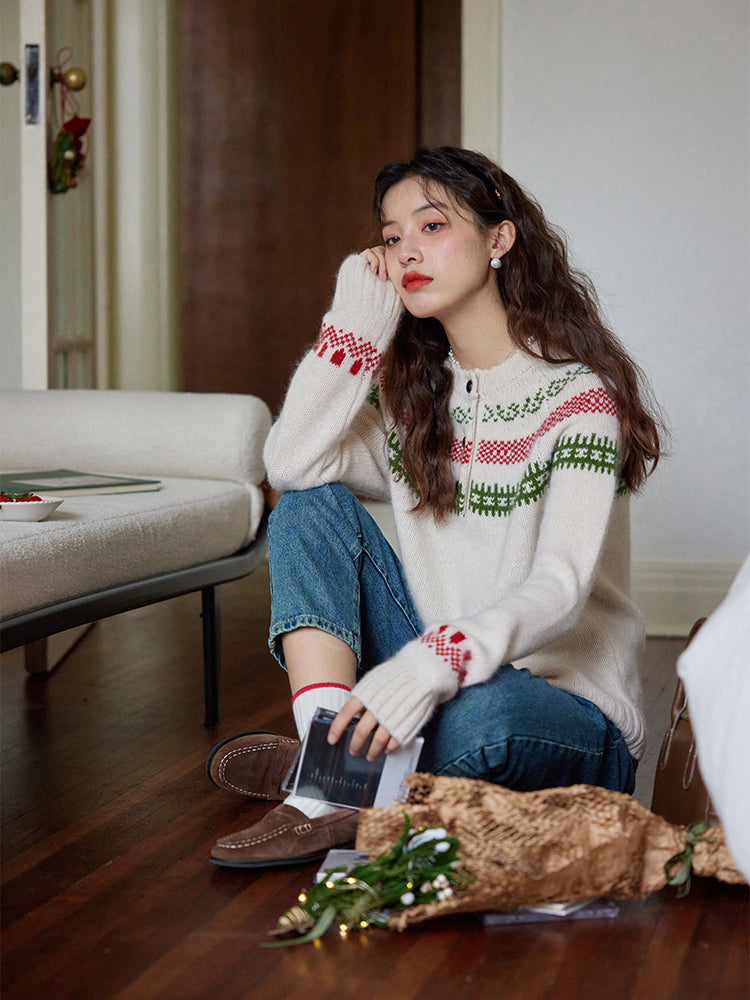 Fair Isle pattern knit sweater