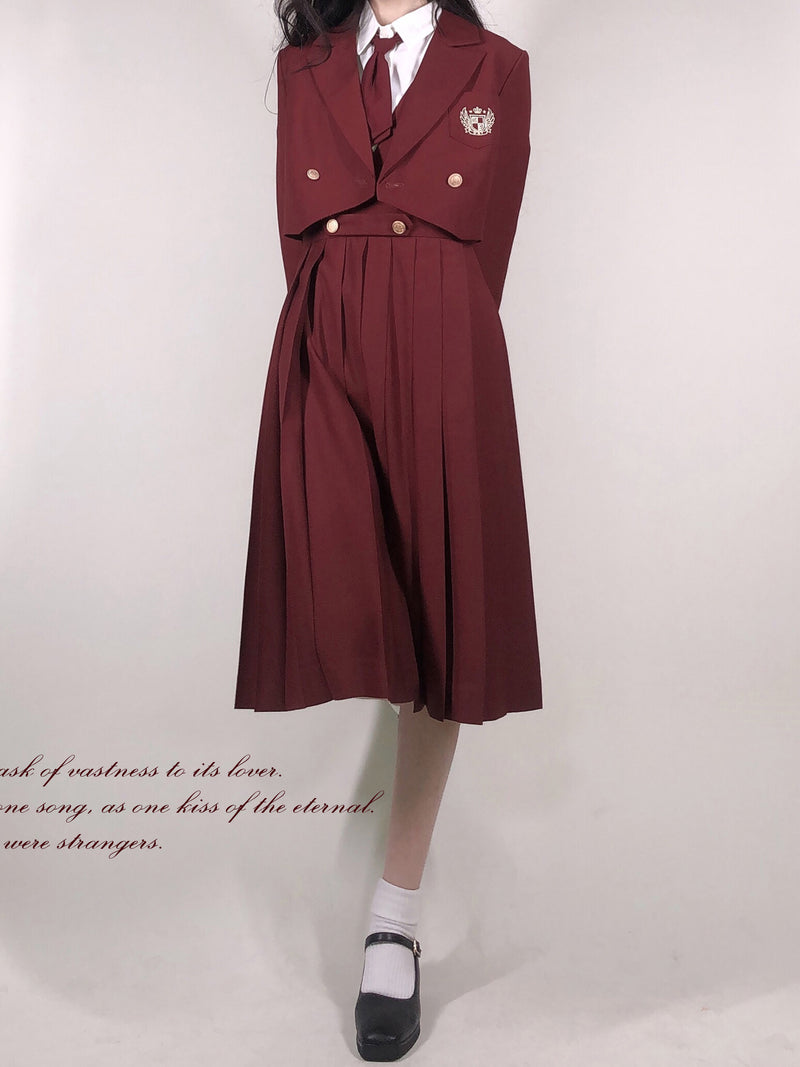 Crimson literature girl classical jumper skirt and short jacket and blouse