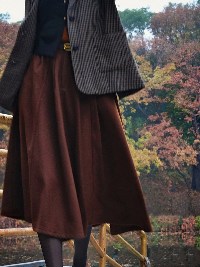 Dark Brown Lady Retro Umbrella Skirt