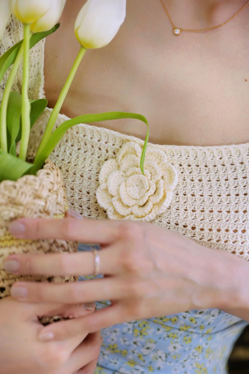 Light floral patchwork knit dress