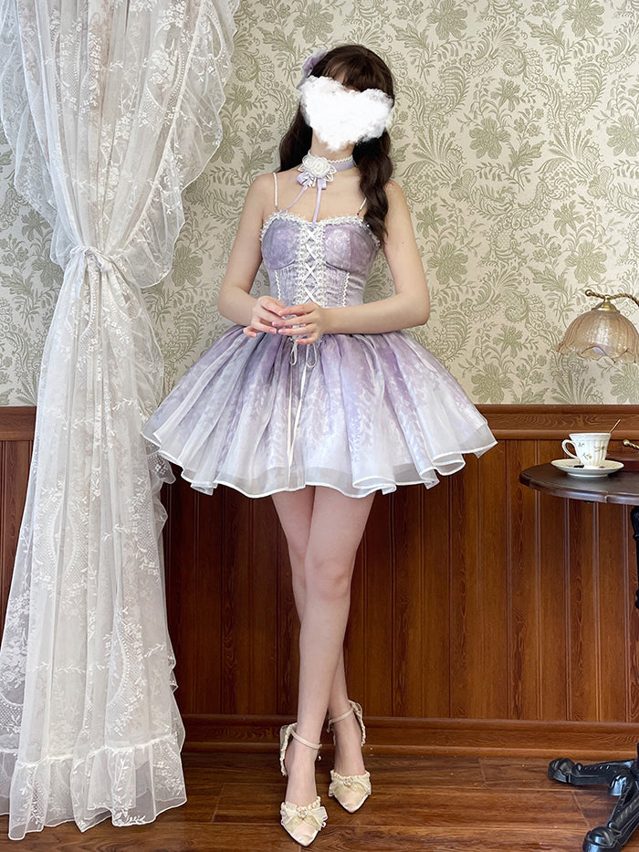 Wisteria lace-up strap dress [Planned to be shipped from late May to mid-June 2023]