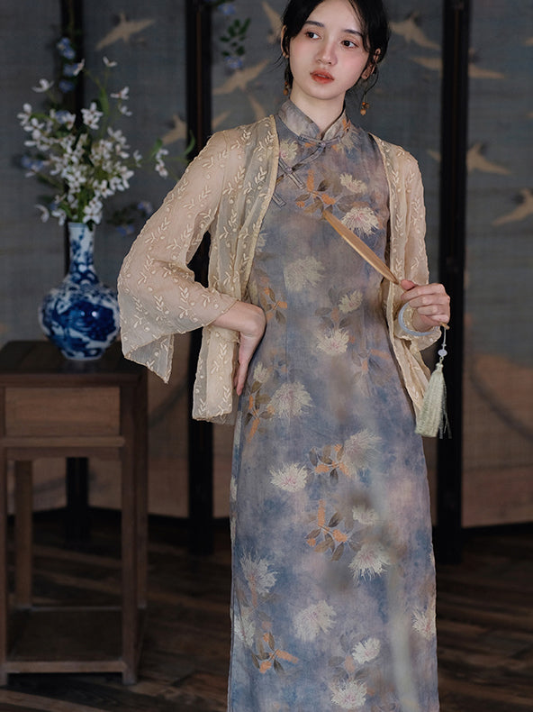 Yuya Flower Pattern Retro China Dress