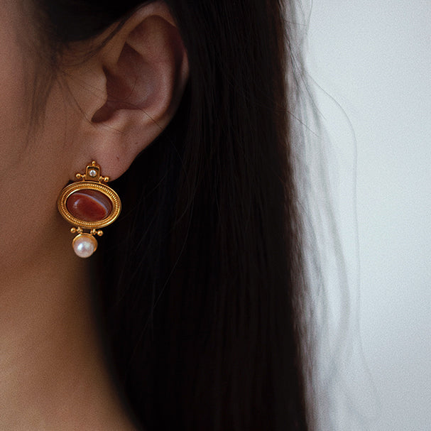 Red crest earring