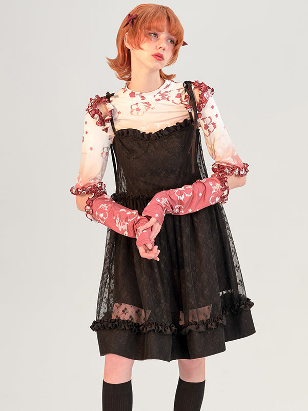 Lady's floral mesh camisole dress