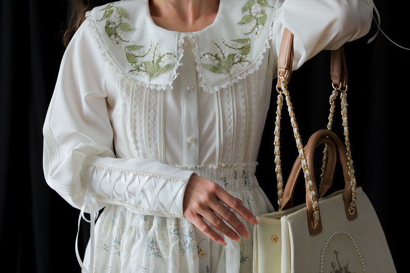 Suzuran flower embroidery elegant blouse