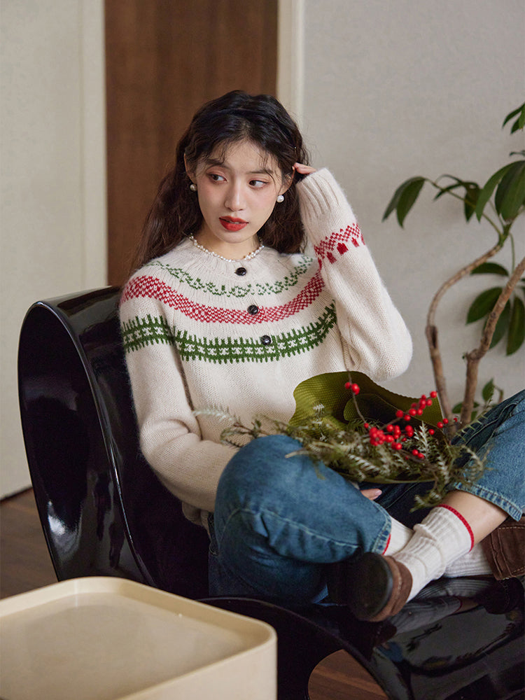 Fair Isle pattern knit sweater