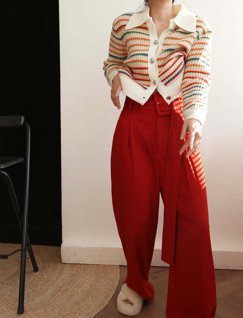 Rainbow Striped Knit Cardigan