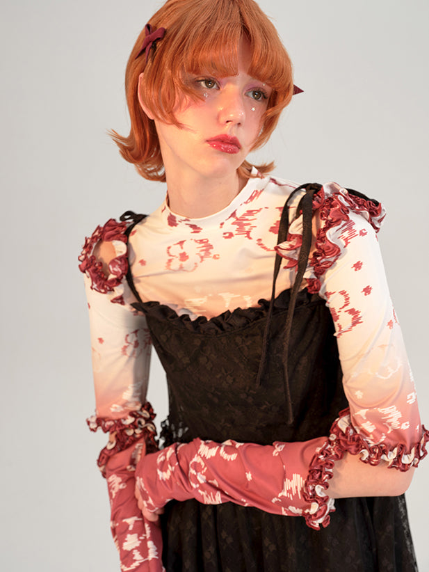 Lady's floral mesh camisole dress
