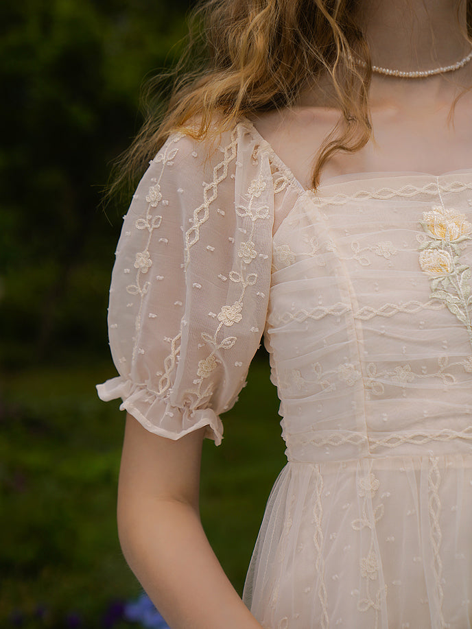 Queen Flower Embroidered French Dress 