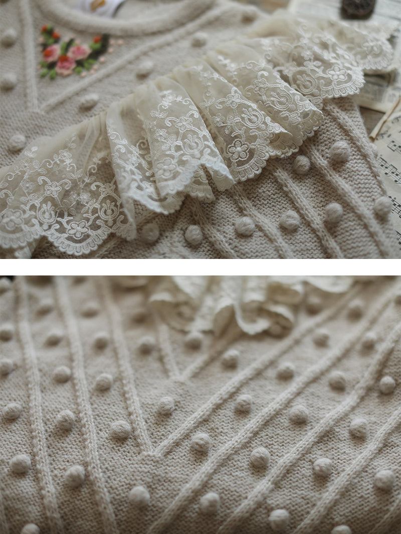 かぎ針編みの花刺繍ニットセーター – ManusMachina