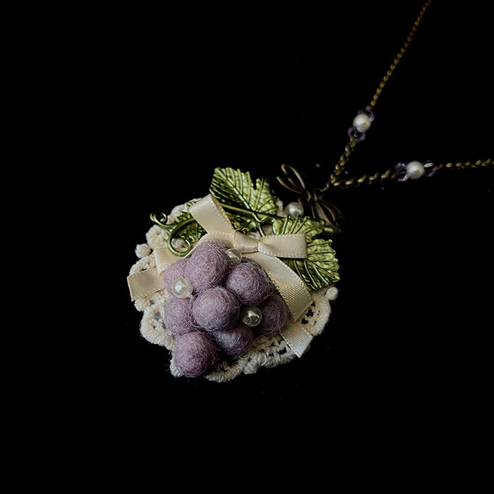 Purple grape embroidered collar and necklace [Planned to be shipped from late May to mid-June 2023]