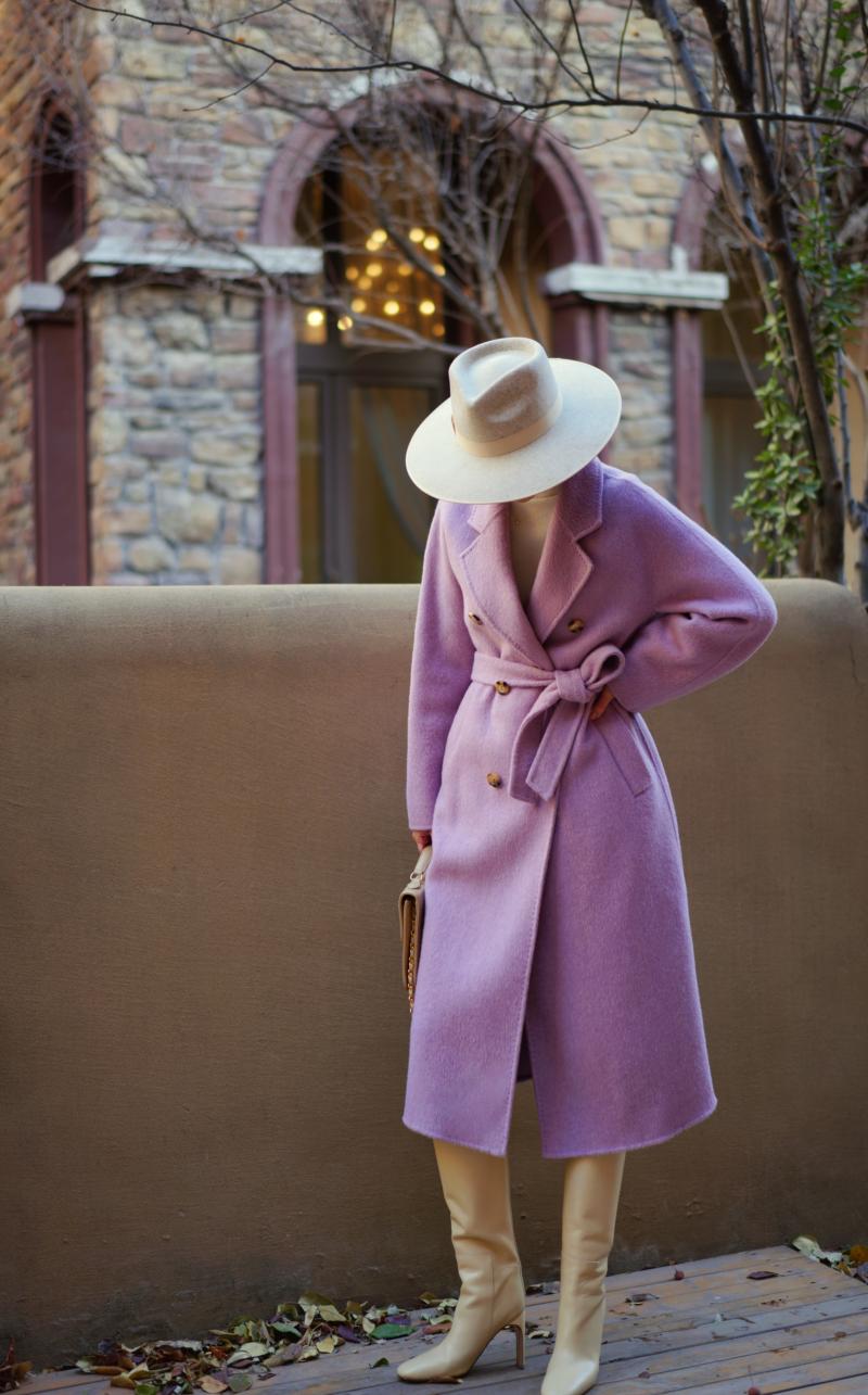 若紫の貴婦人ロングウールコート