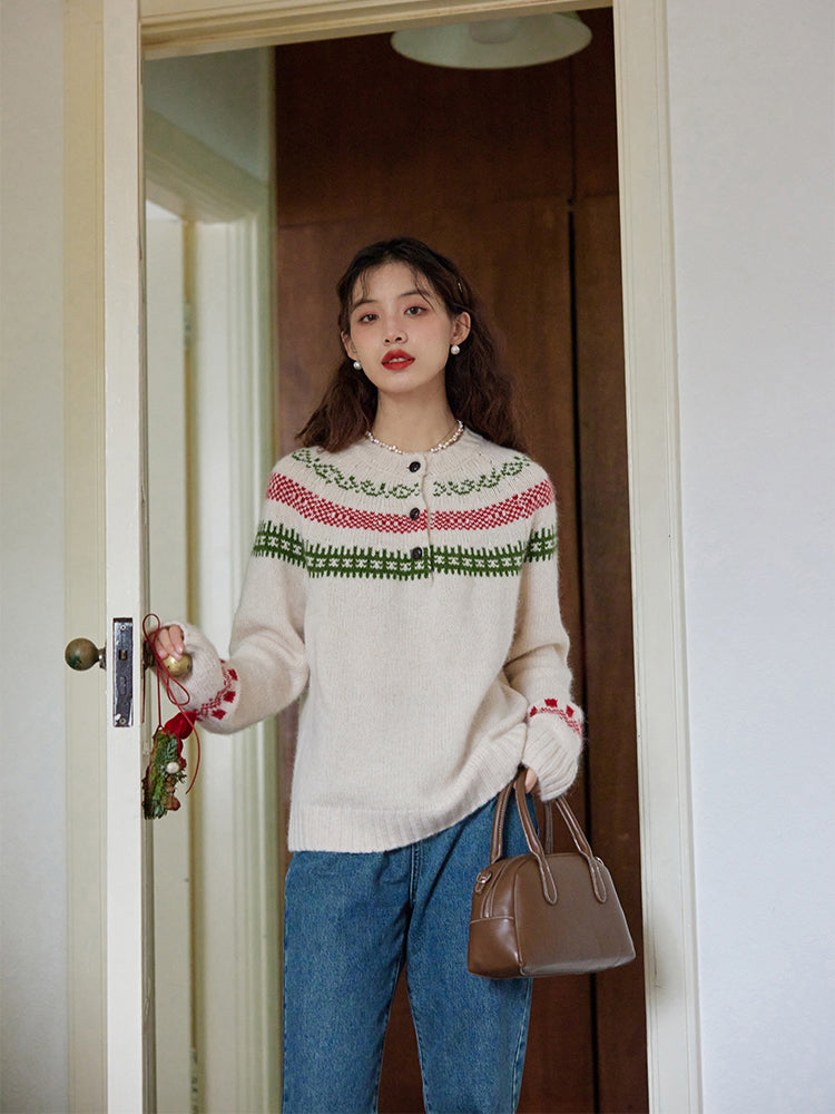 Fair Isle pattern knit sweater