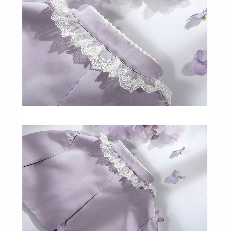 Wisteria Flower Embroidered Chinese Jumper Skirt and Embroidered Short Jacket [Scheduled to be shipped in mid-May 2023]