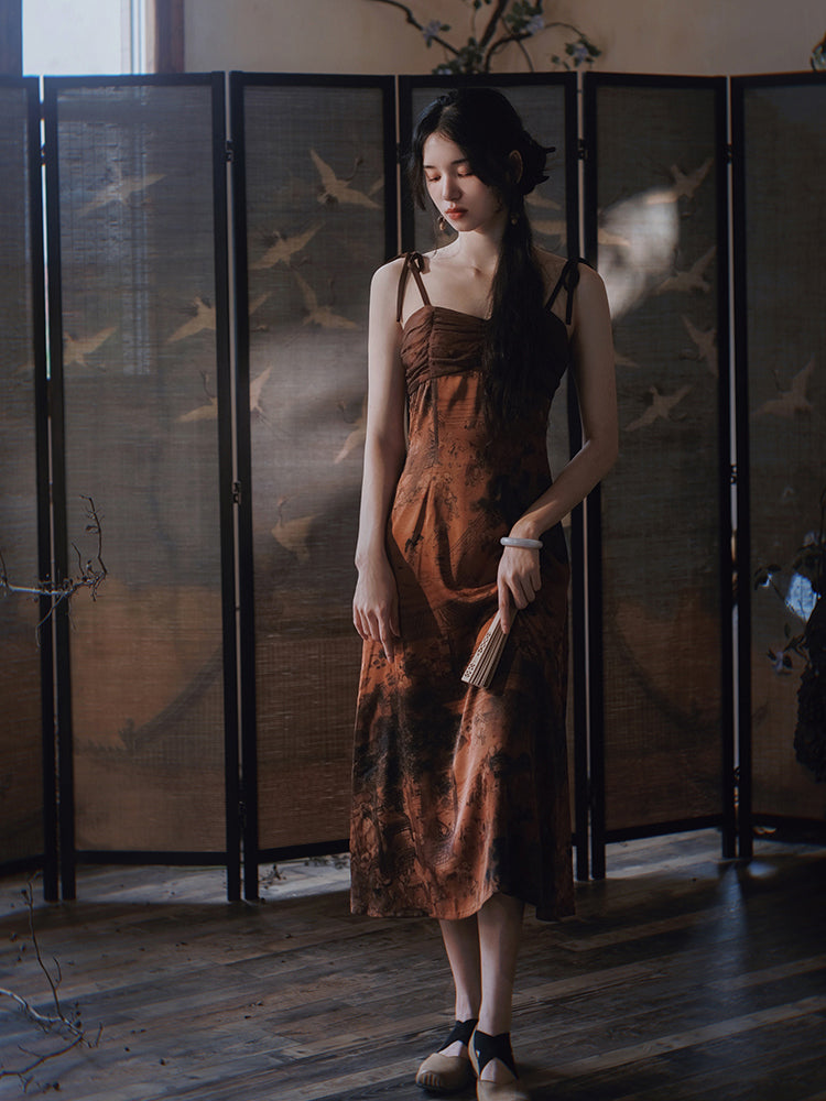 Folding screen picture of the castle Camisole dress and cardigan