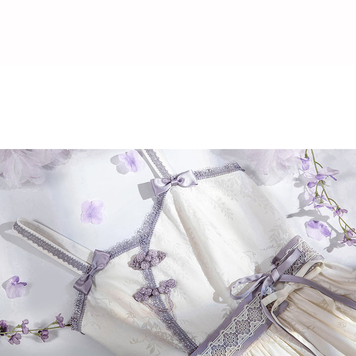 藤の花の刺繍ストラップワンピースと刺繍チャイナケープ[2023年5月中旬発送予定]
