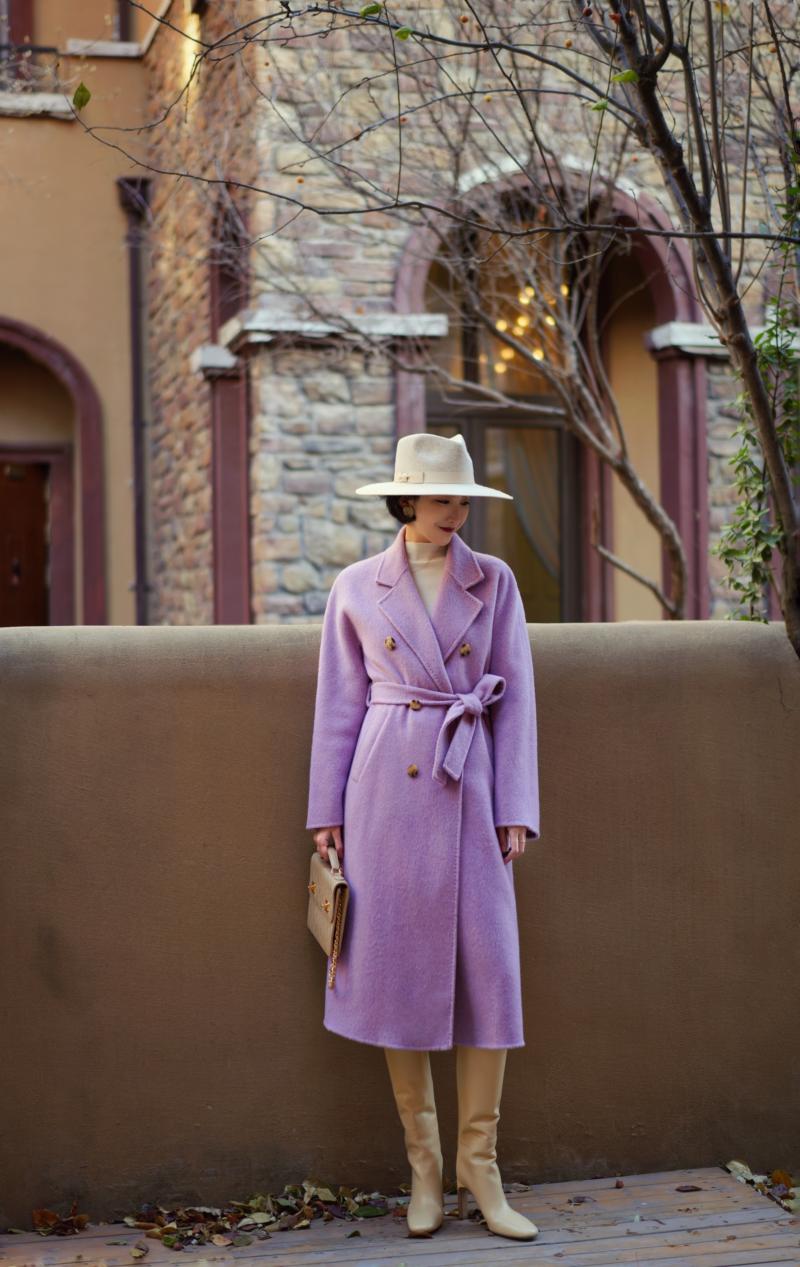 若紫の貴婦人ロングウールコート