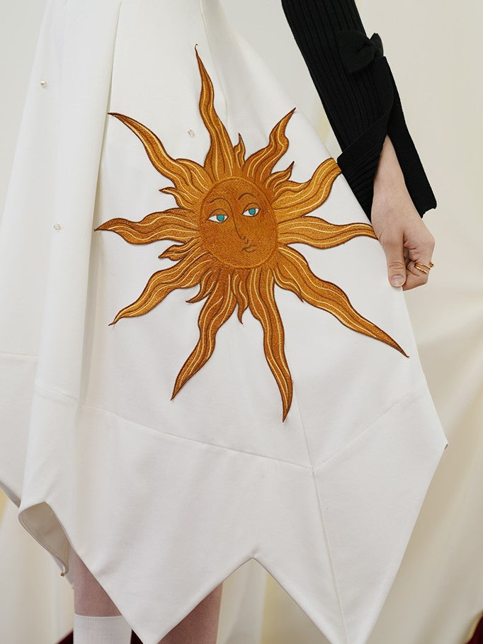 Swirling sun embroidery camisole dress