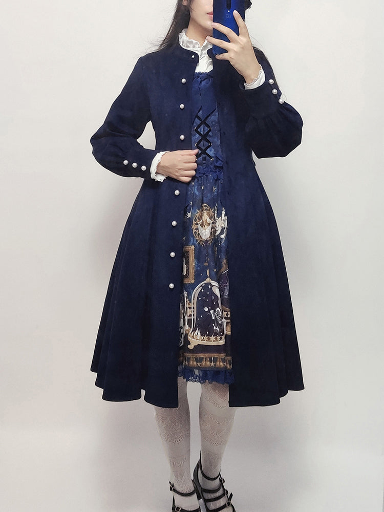 Navy Blue Suzuran Embroidery Classical Dress