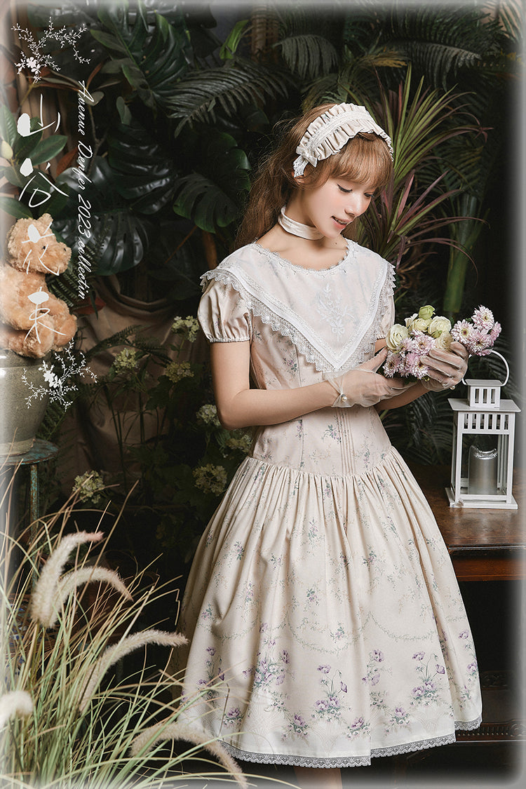 White tea bouquet embroidered classical dress [Planned to be shipped from late May to early June 2023]