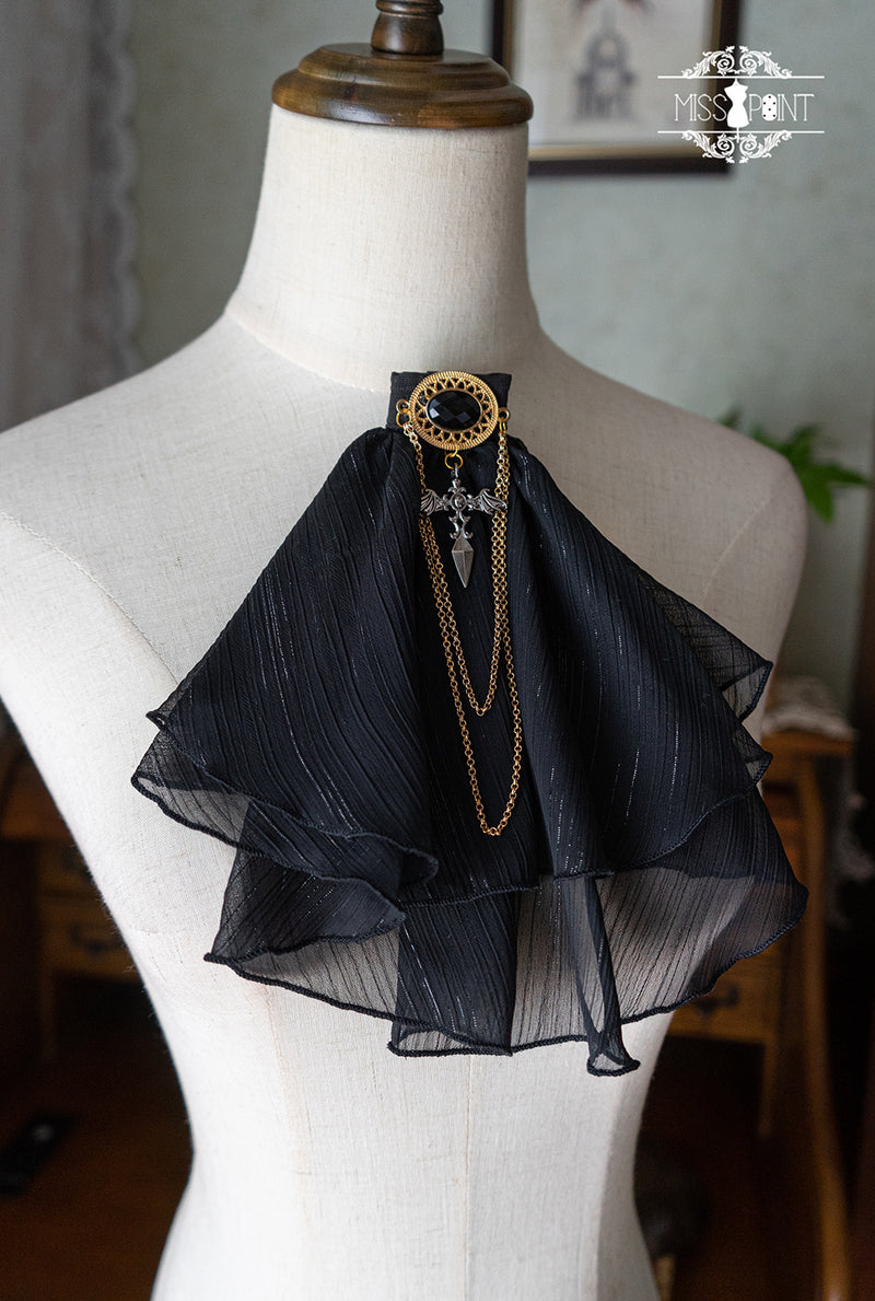 English lady's bow tie brooch, skirt clip, waist chain, belt and jabot