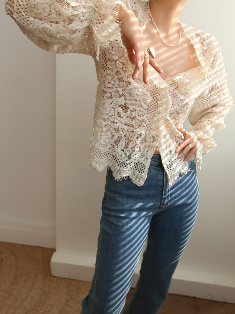 lace blouse with floral embroidery