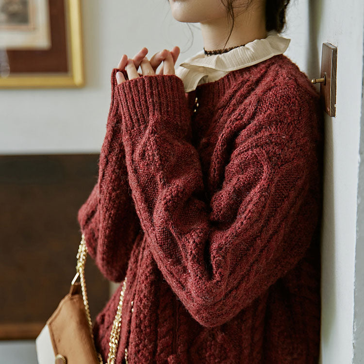 A madder red sweater cardigan dyed in the sunset
