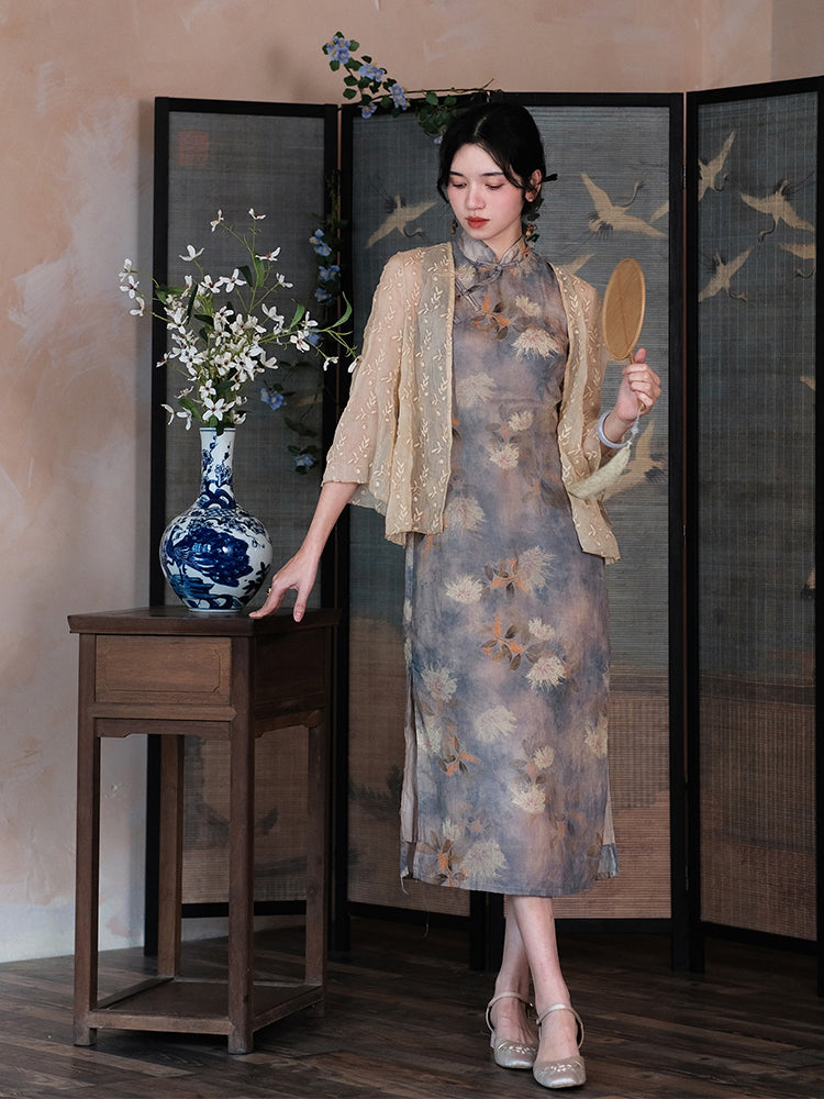 Yuya Flower Pattern Retro China Dress