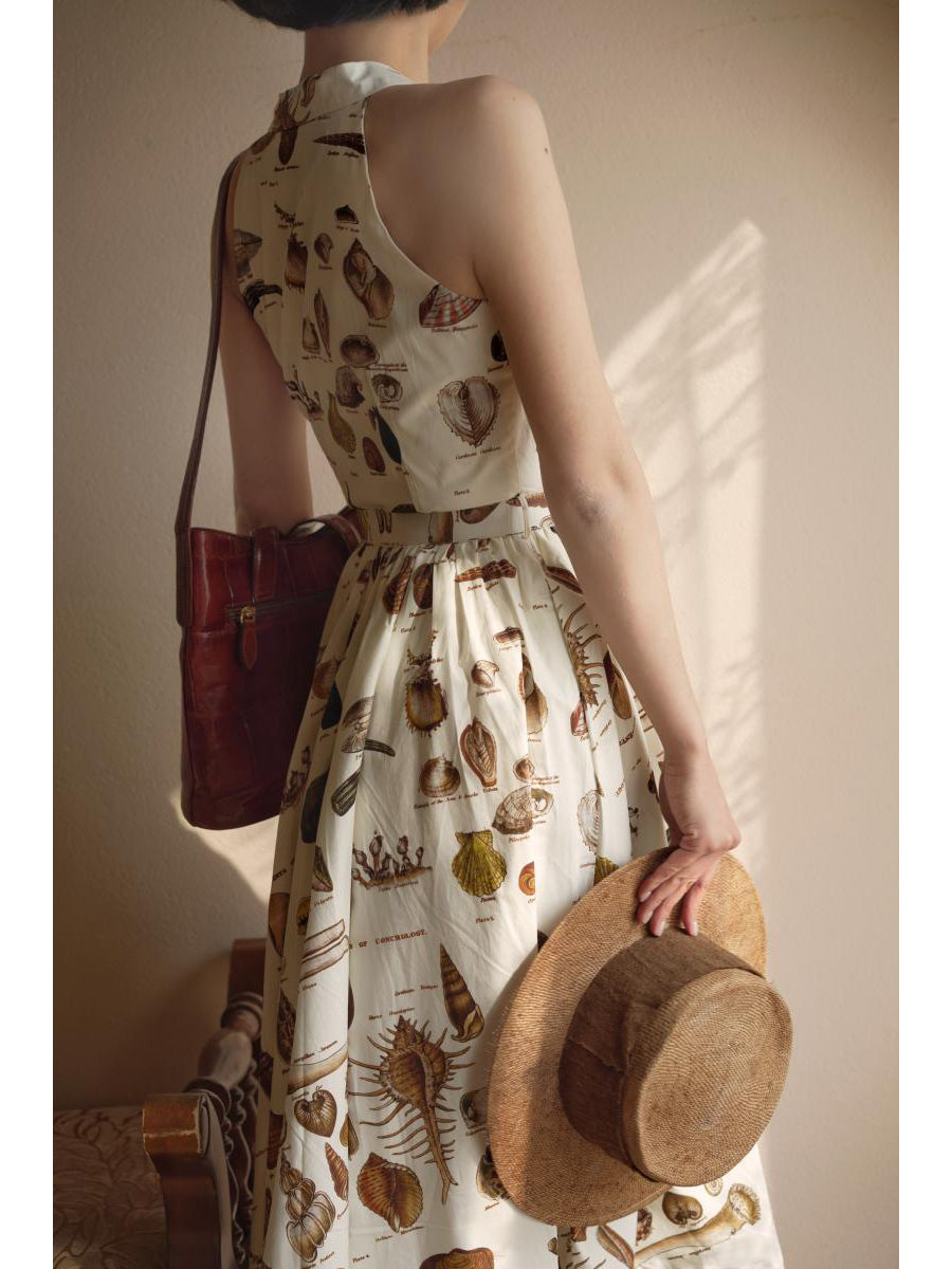 貝図鑑のレトロノースリーブワンピース – ManusMachina
