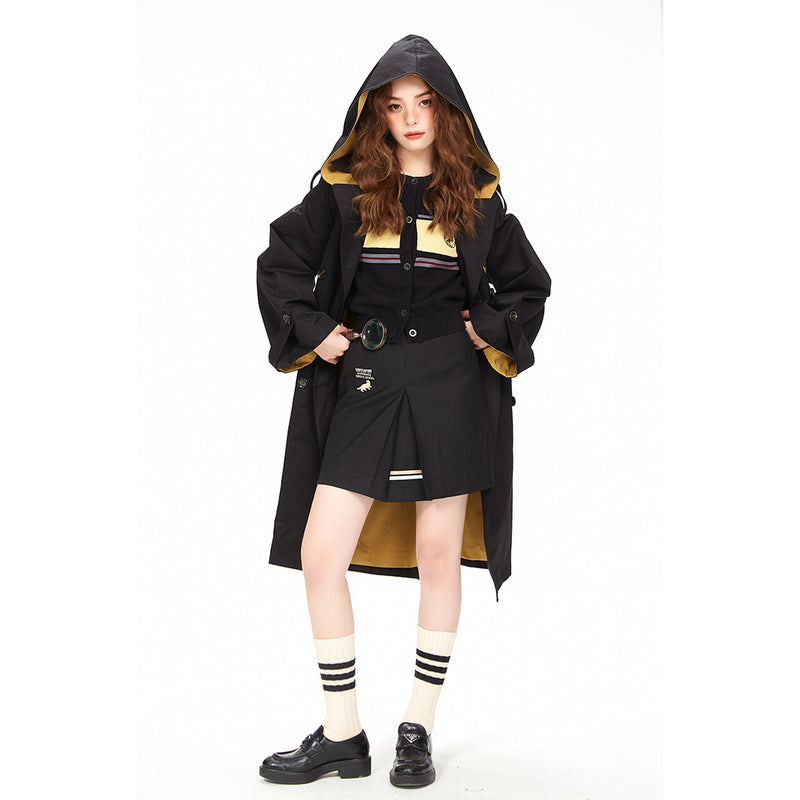 magic school embroidered trench coat