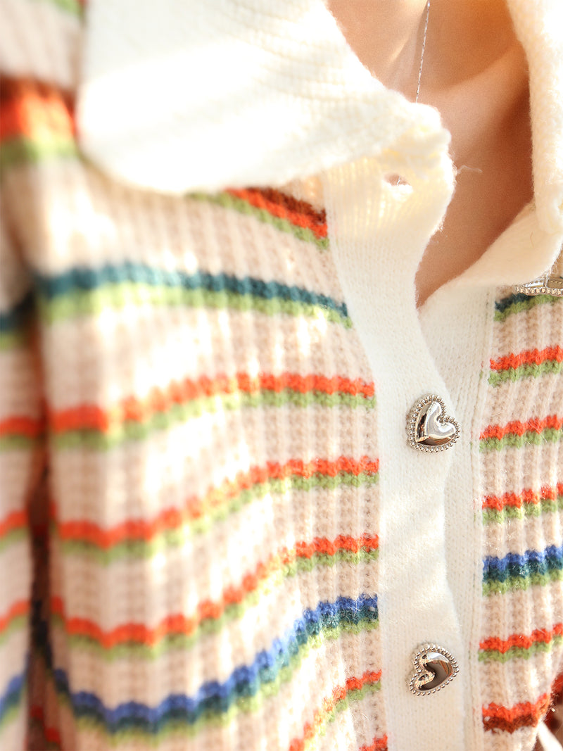 Rainbow Striped Knit Cardigan