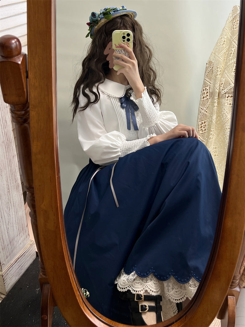 紺青の刺繍コルセットスカート