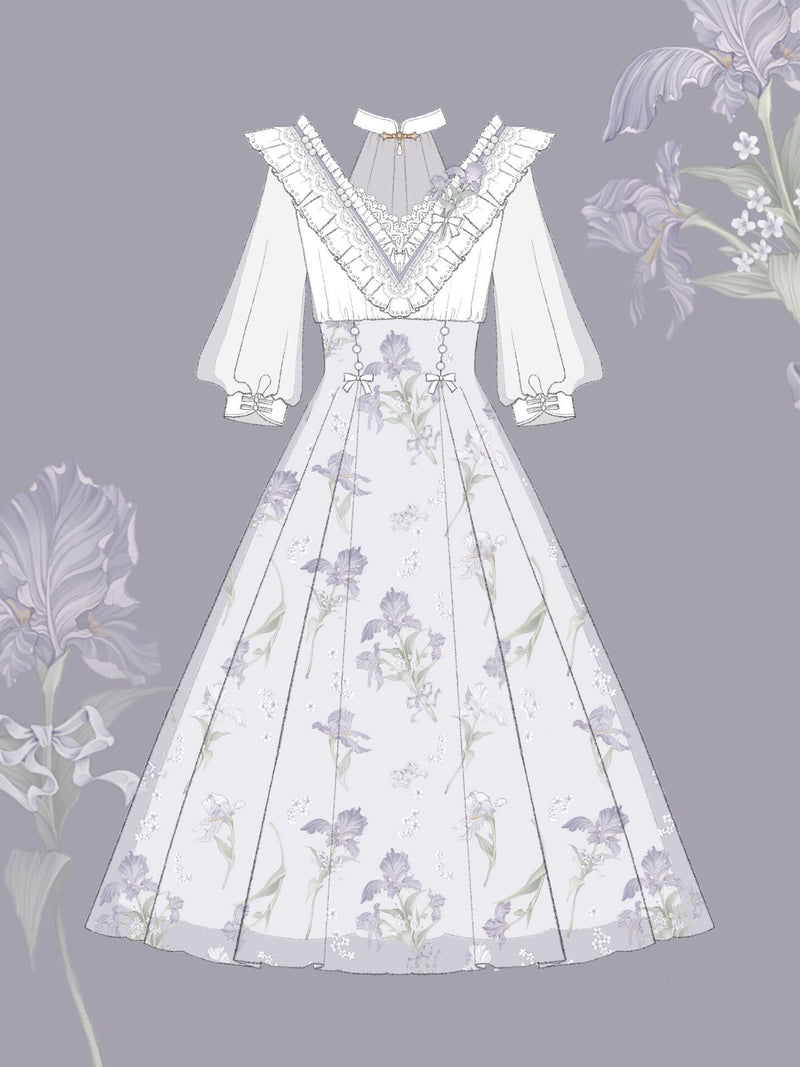 Light wisteria iris floral dress