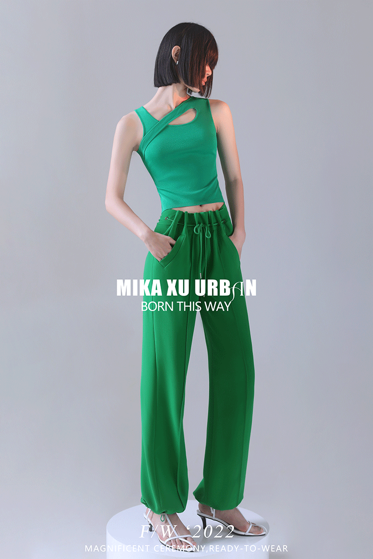 Summer Green High Waist Casual Pants