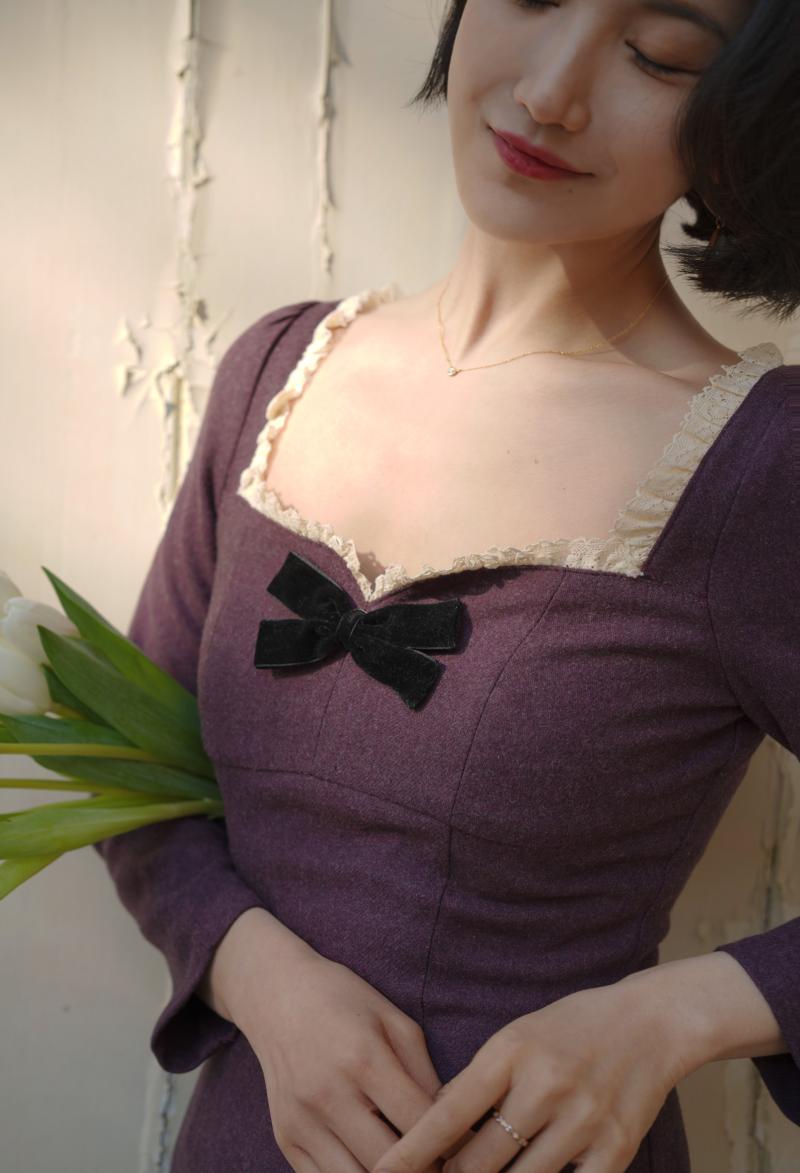 Purple navy lady classical dress