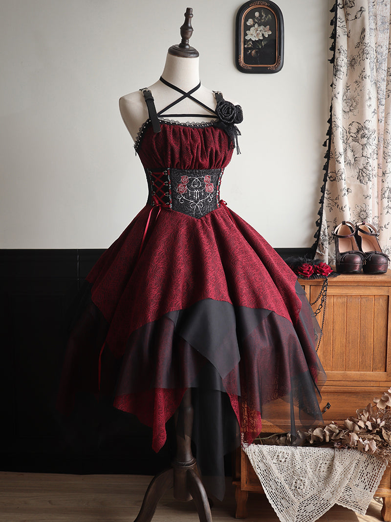 暗黒薔薇の刺繍コルセットジャンパースカート-Long Ver. – ManusMachina