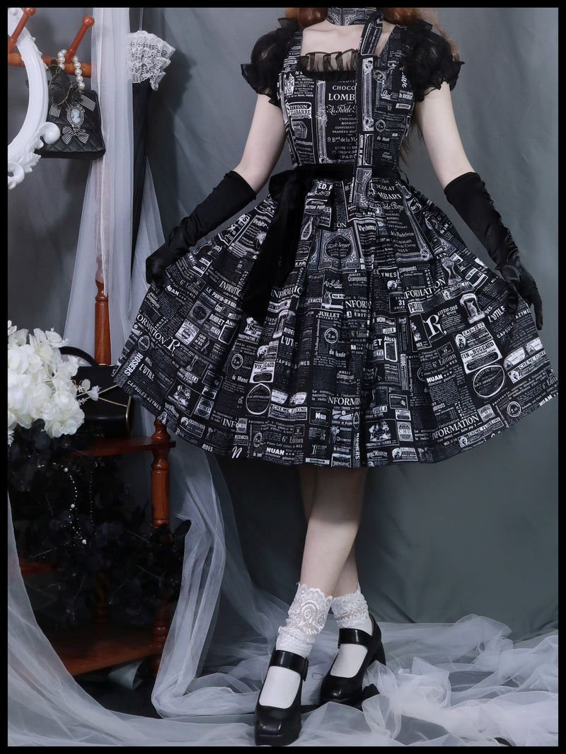 French old newspaper advertisement pattern black jumper skirt and skirt