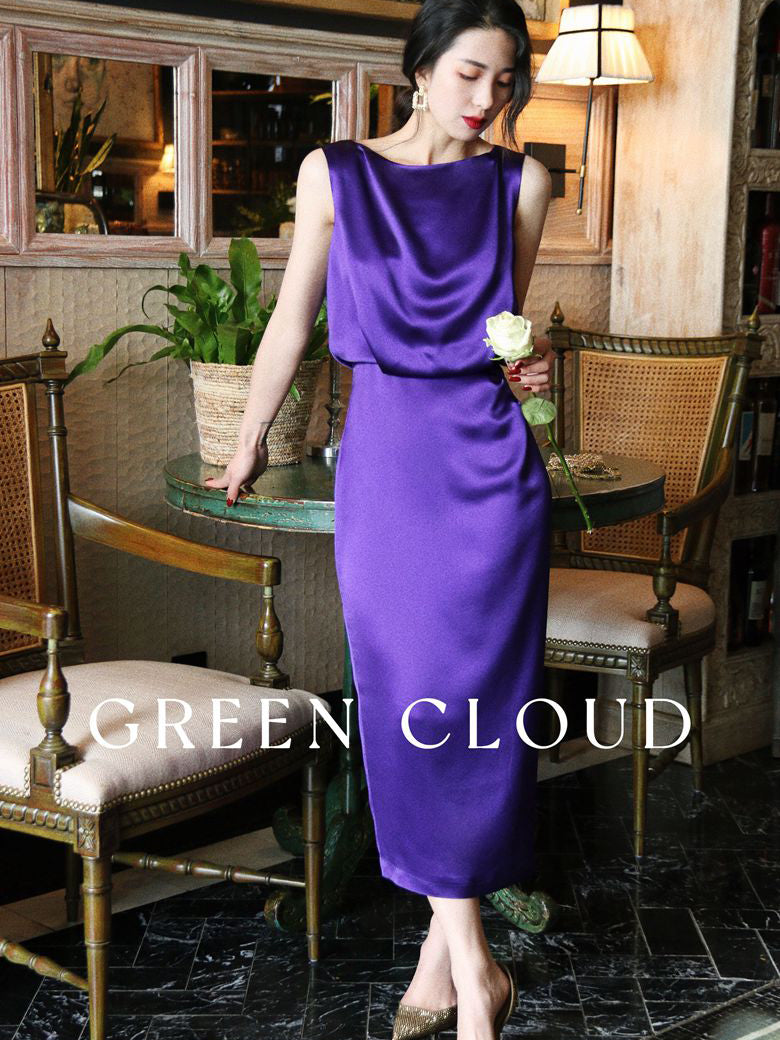 Genuine purple lady elegant dress