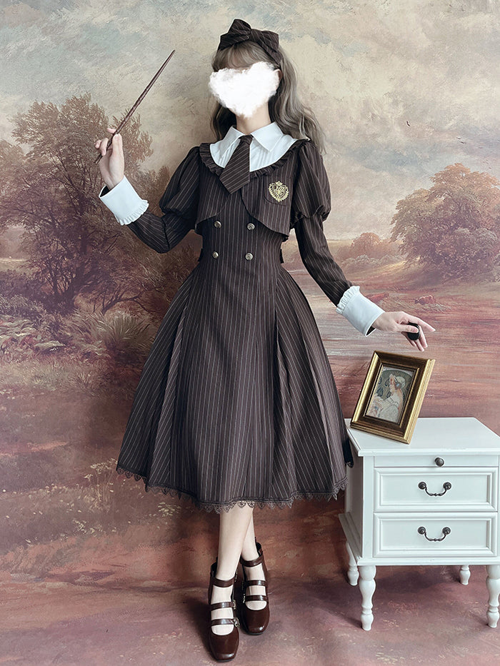 Dark Brown Literary Classic Dress [Scheduled to be shipped in mid-April 2023]