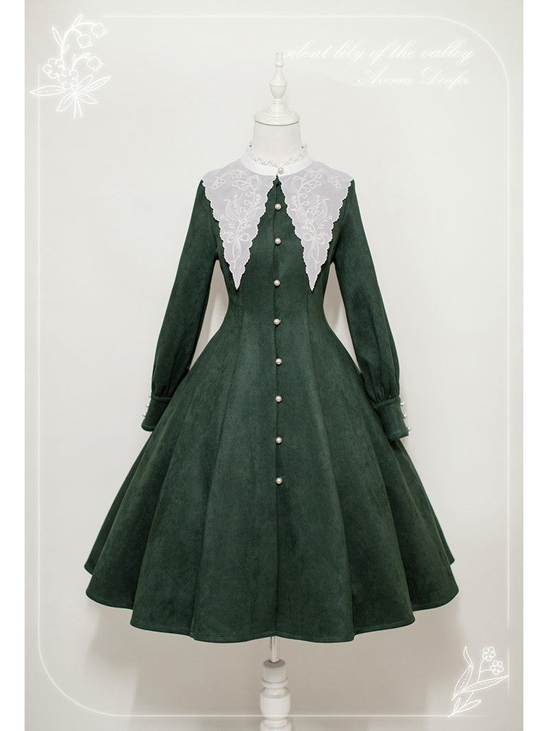 Chitose Green Suzuran Embroidery Classical Dress