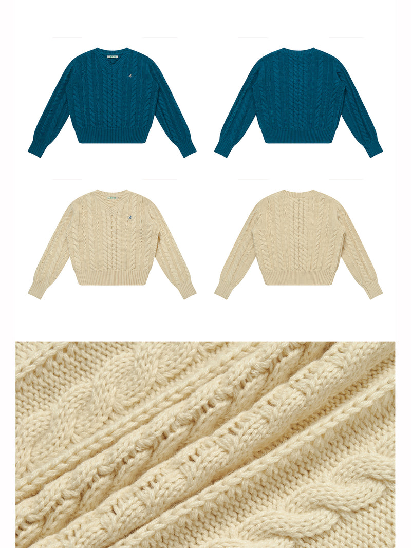 Aran embroidery knit sweater
