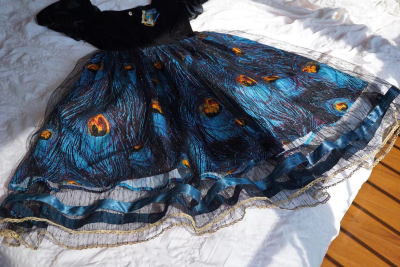 Peacock Feather Pattern Elegant Dress [Planned to be shipped in late April 2023]