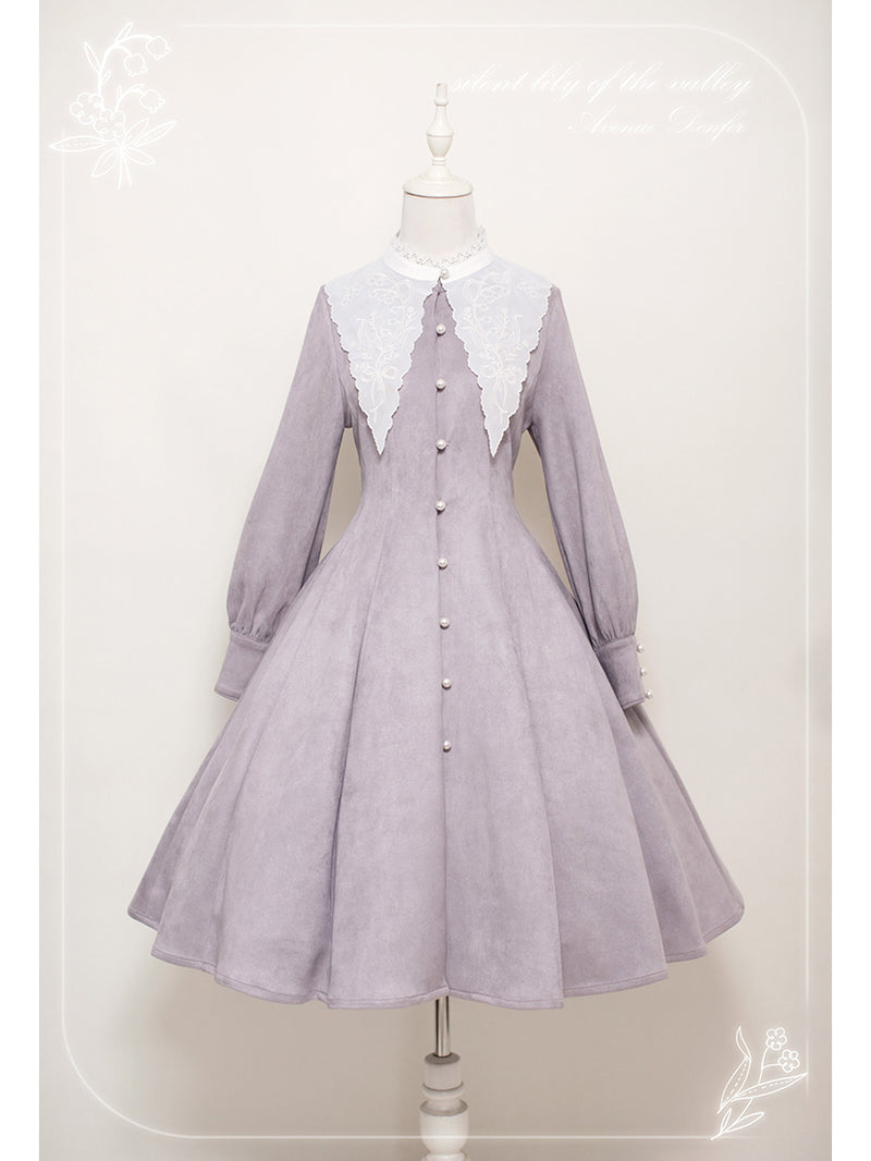 Gray purple Suzuran embroidery classical dress