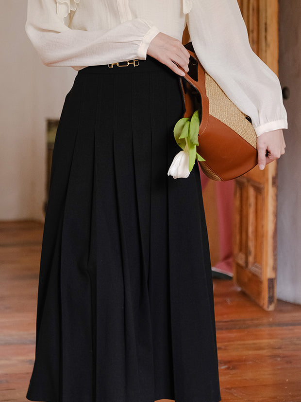 lady high waist pleated skirt